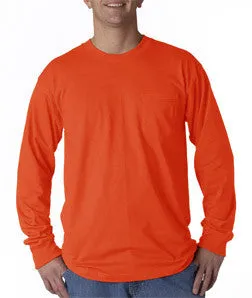 3055 Union Made: A Division of Bayside Adult Union Made Long-Sleeve Cotton Pocket Tee Bright Orange