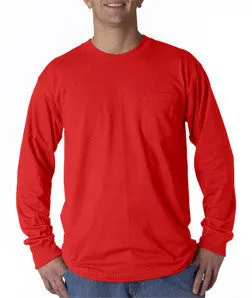 3055 Union Made: A Division of Bayside Adult Union Made Long-Sleeve Cotton Pocket Tee Red
