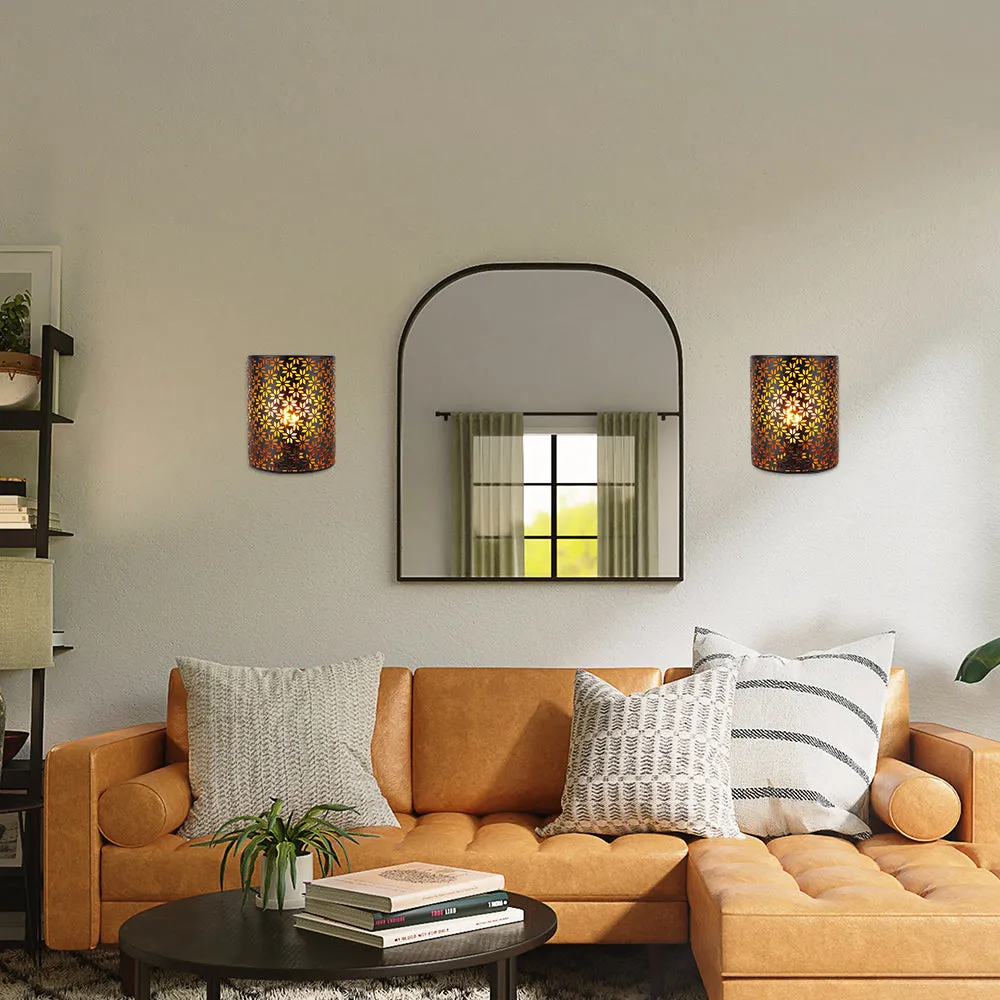8''H Wall Sconce Lighting Metal Rustic Wall Mount Lamp（Single，Snowflake）