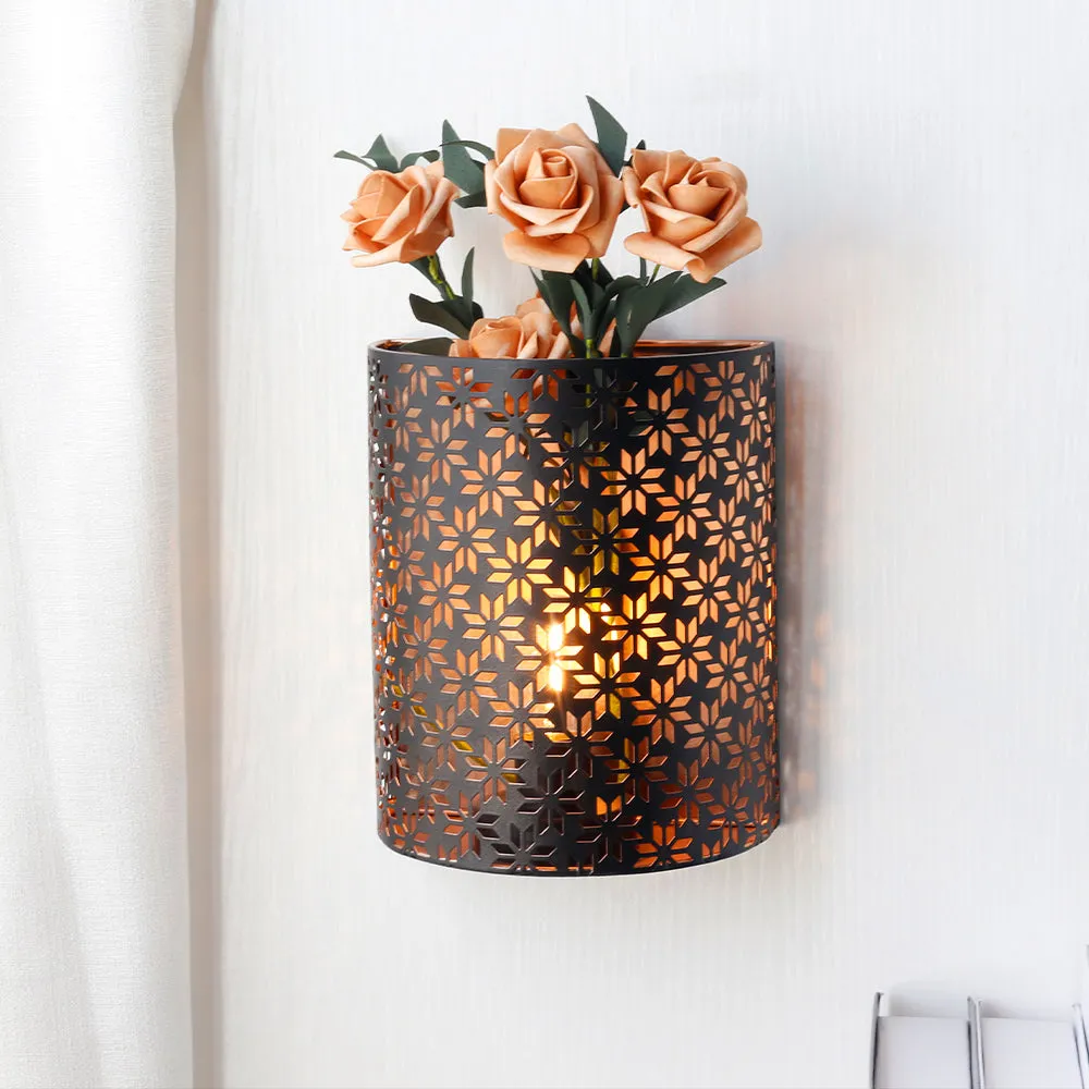 8''H Wall Sconce Lighting Metal Rustic Wall Mount Lamp（Single，Snowflake）