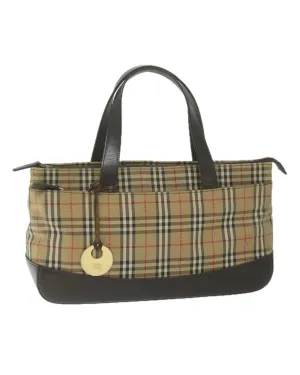 Authentic Beige Canvas Hand Bag with Nova Check Pattern
