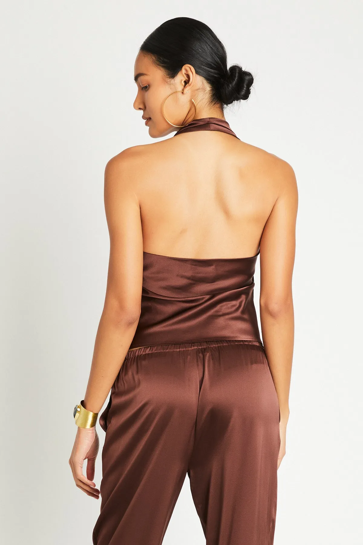   Beryll Poppy Silk Top | Chocolate