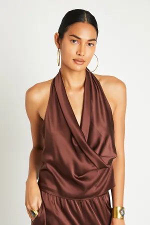   Beryll Poppy Silk Top | Chocolate