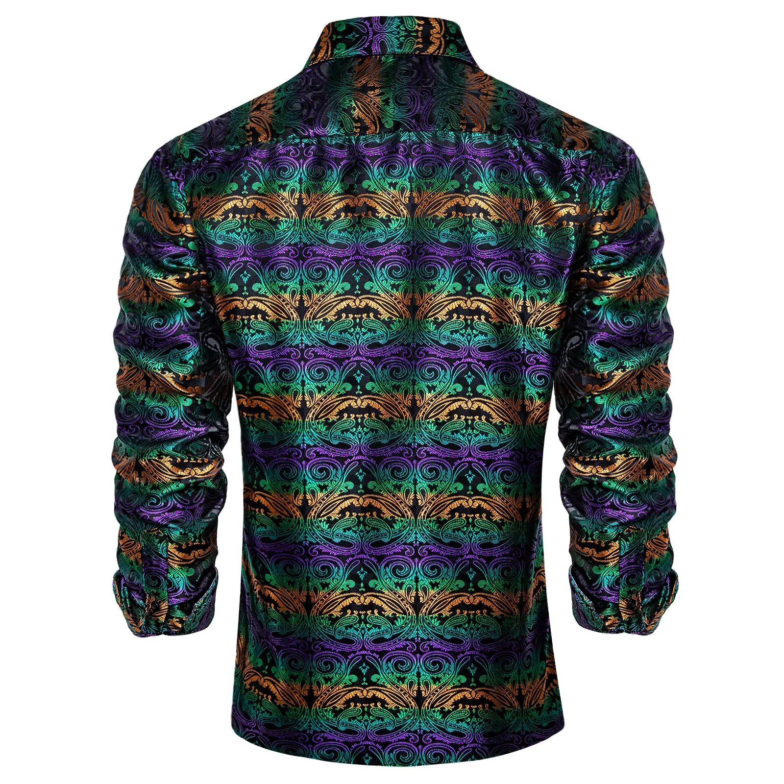 Black Orange Green Floral Men's Long Sleeve Shirt