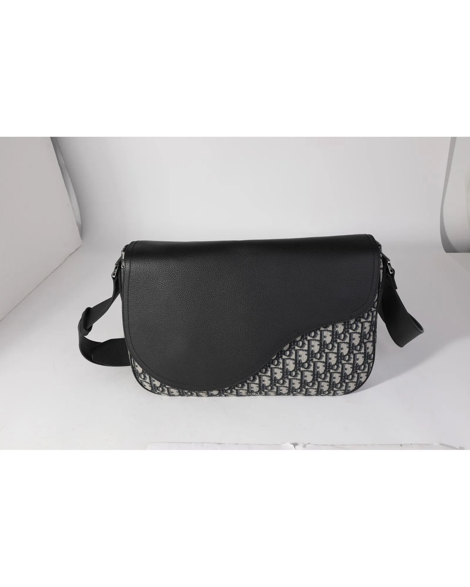 Blue Oblique & Leather Saddle Messenger Bag