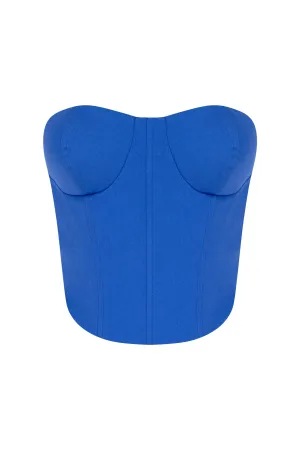 BLUE STRAPLESS BUSTIER