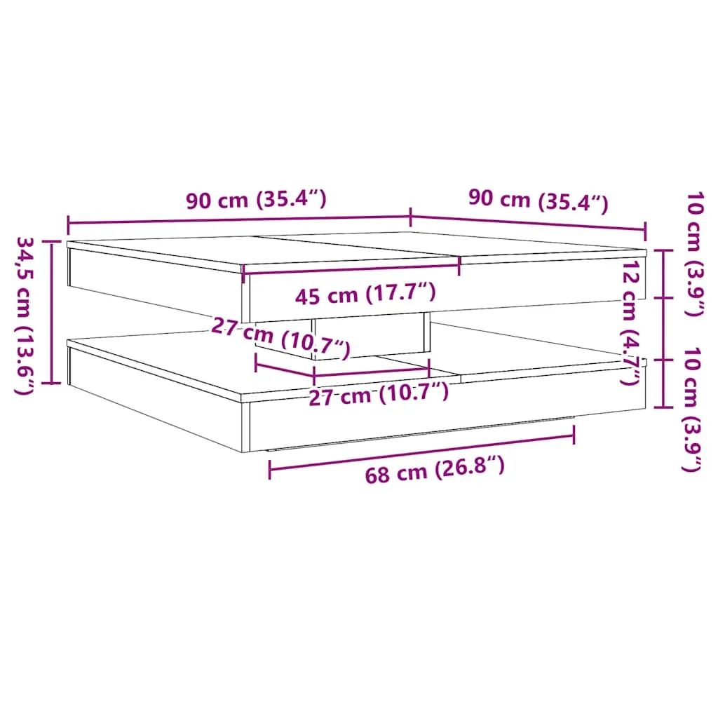 Coffee Table 360-Degree Rotatable Concrete Grey 90x90x34.5 cm
