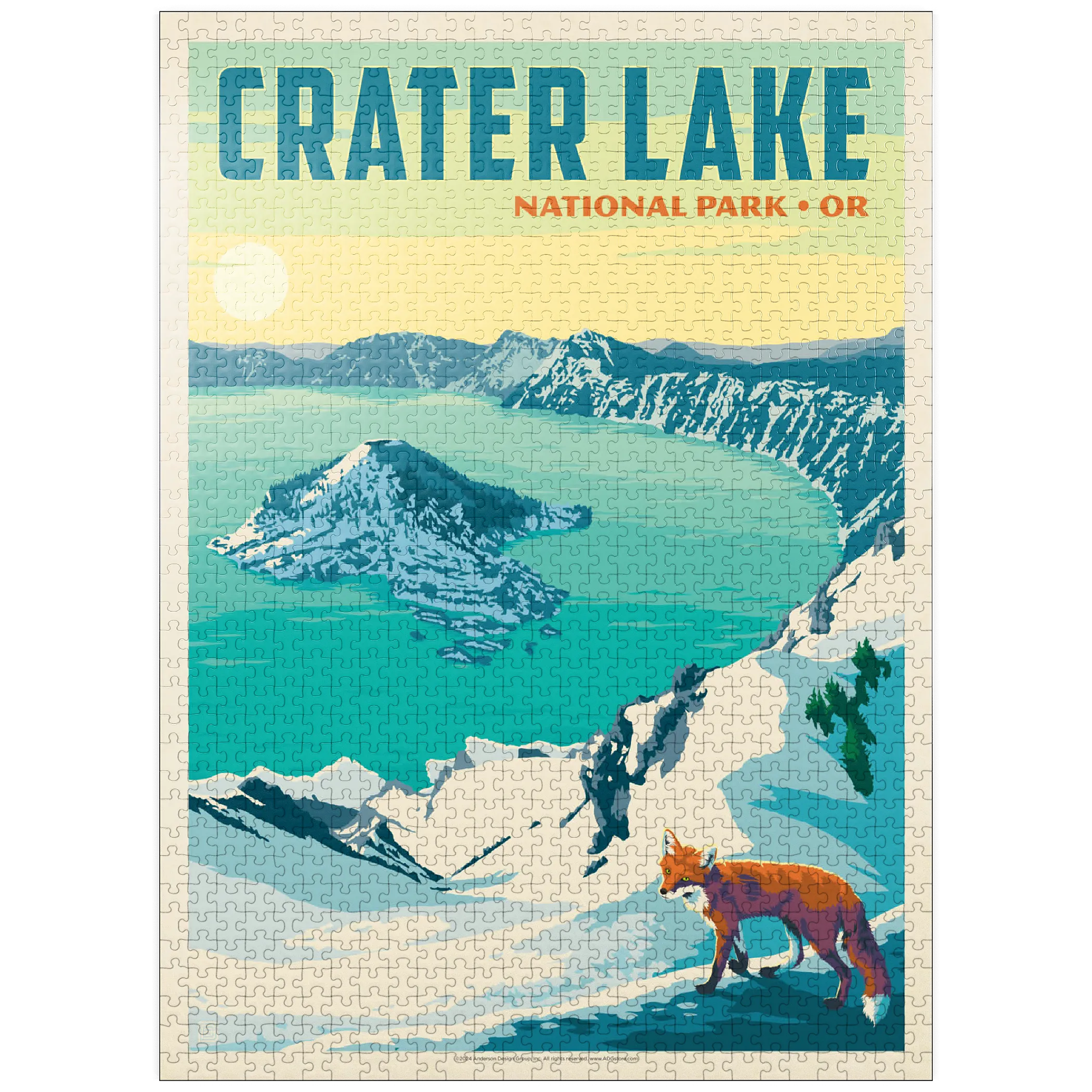 Crater Lake National Park: Winter Fox, Vintage Poster
