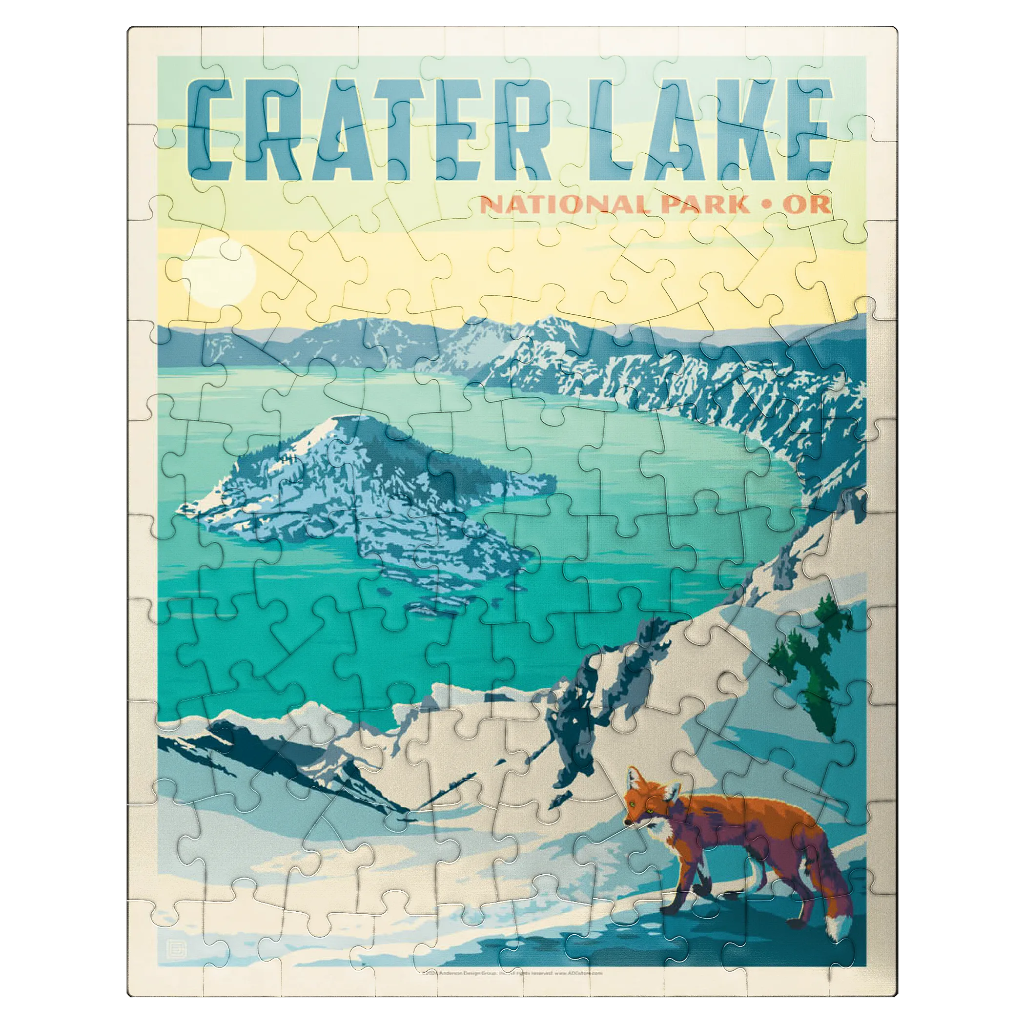 Crater Lake National Park: Winter Fox, Vintage Poster