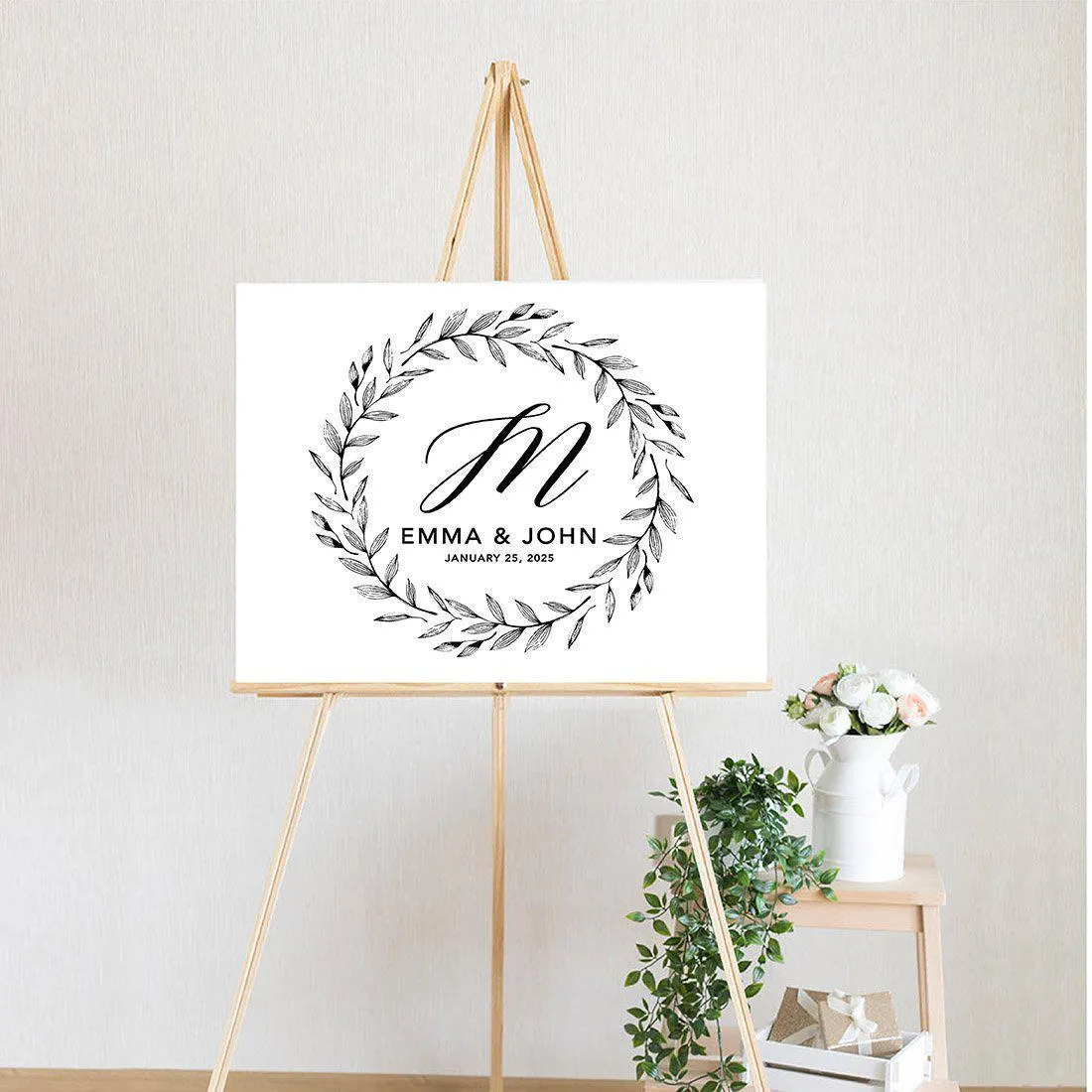 Custom Modern Canvas Wedding Guestbook Welcome Signs