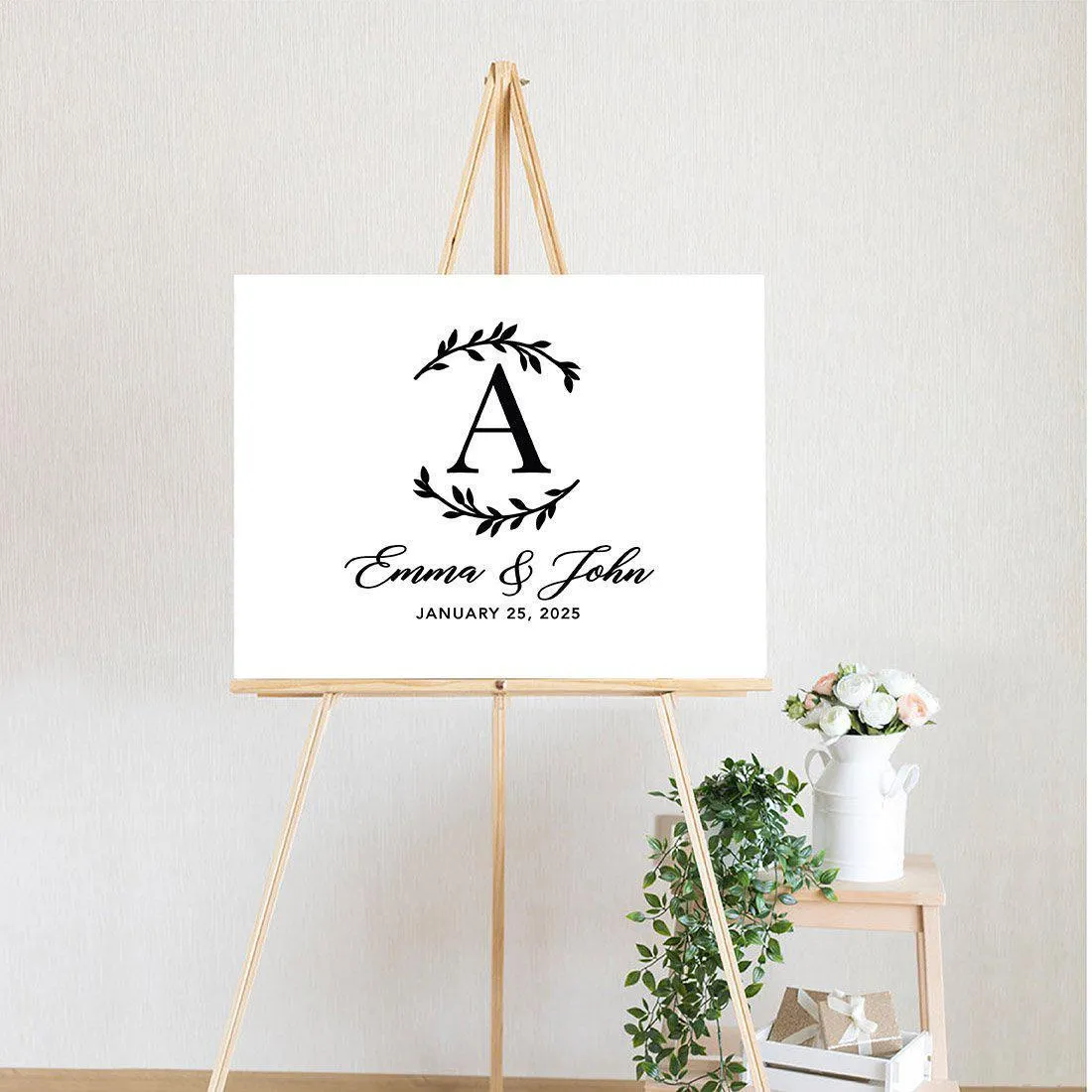 Custom Modern Canvas Wedding Guestbook Welcome Signs