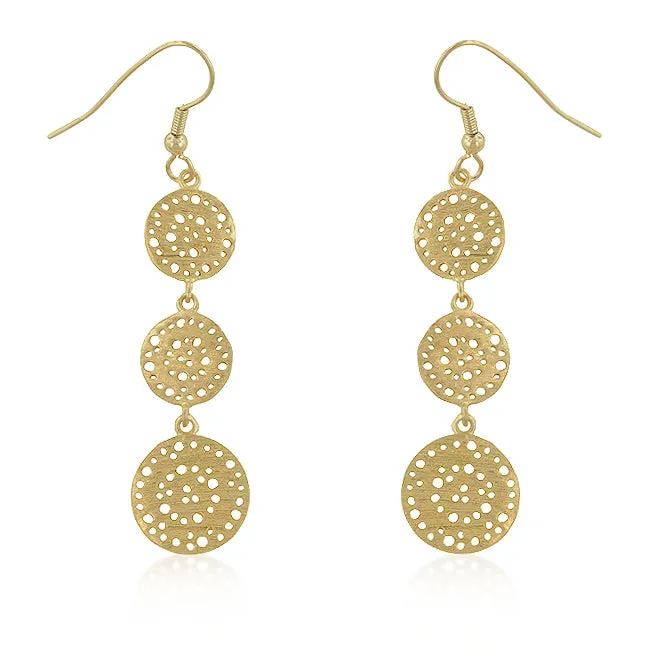 Flax Golden Filigree Circle Dangle Earrings