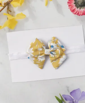 Floral School Bow Headband - Yellow