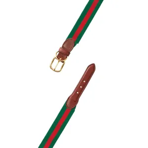 Forest Green & Red Grosgrain Ribbon Dog Collar