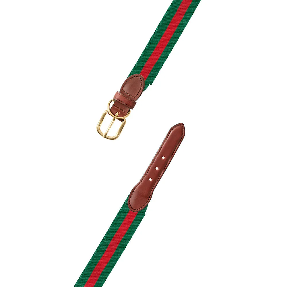 Forest Green & Red Grosgrain Ribbon Dog Collar