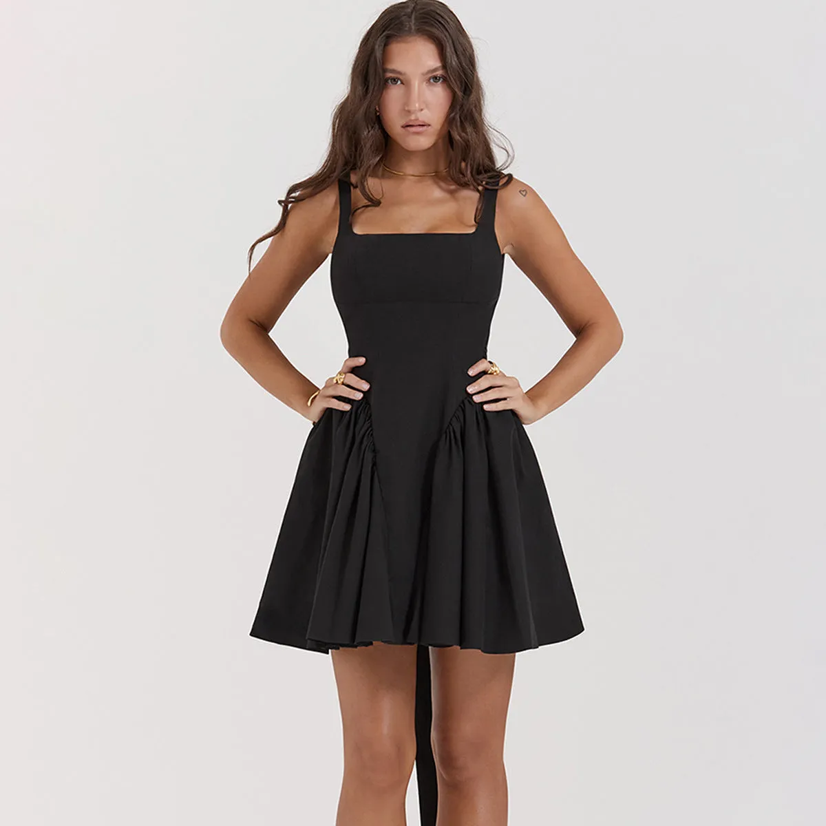 French Suspender Skirt Design Bow