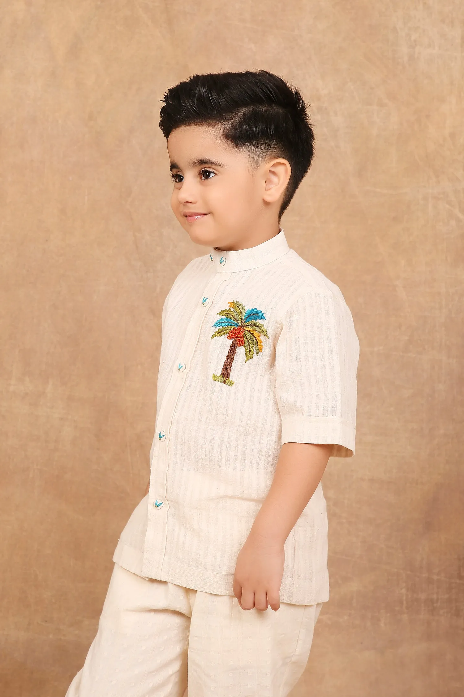 Ivory coconut handloom shirt