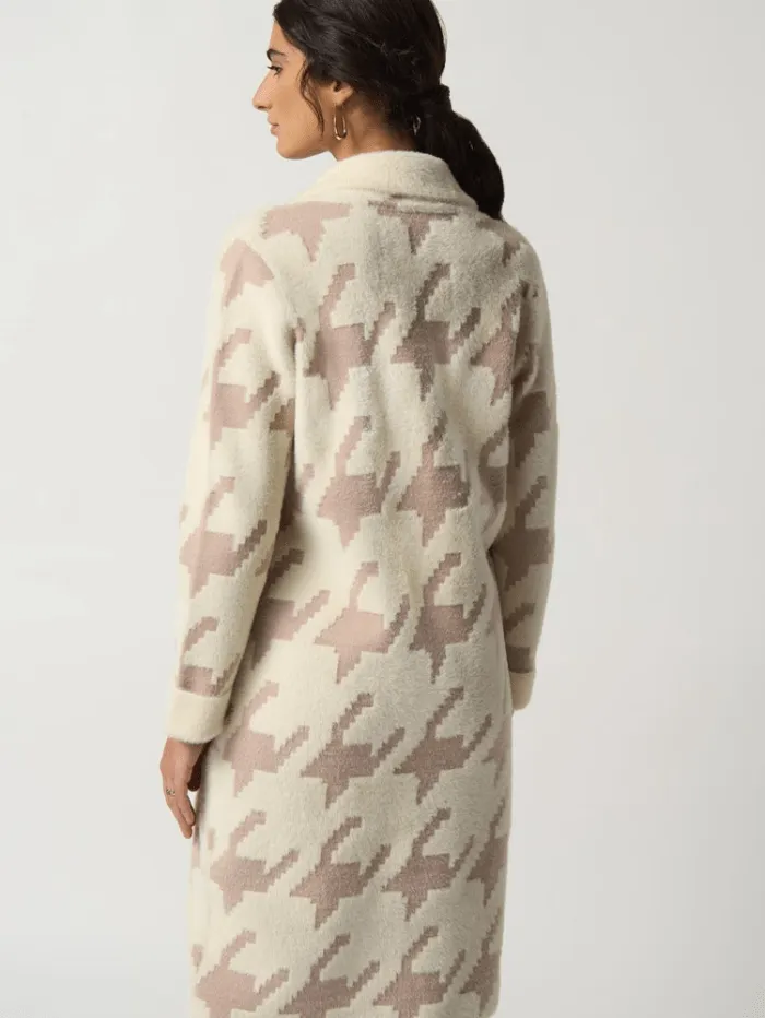 Joseph Ribkoff Houndstooth Straight Coat In Winter White/Oatmeal 233941 4122