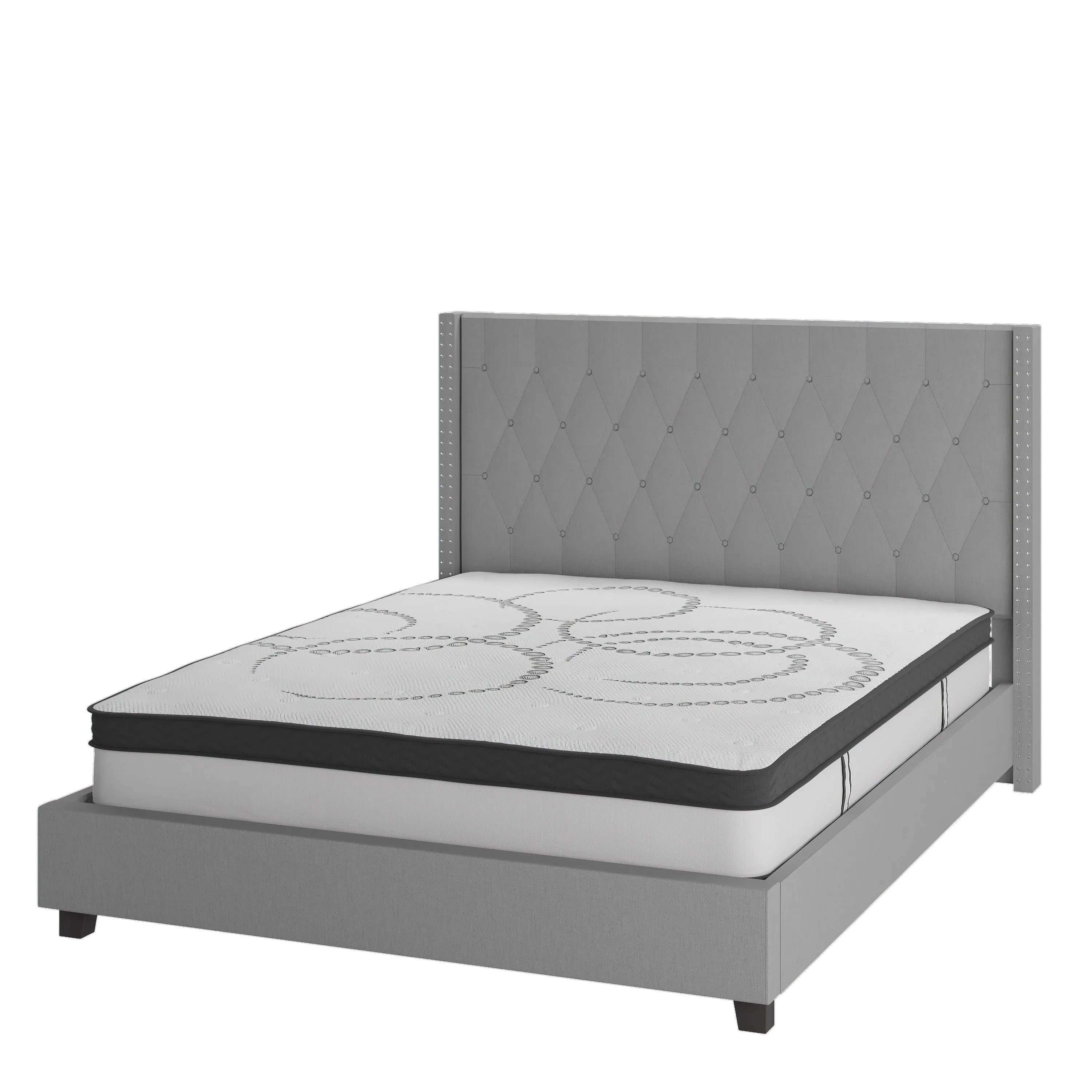 King Platform Bed Set-Gray HG-BM10-44-GG