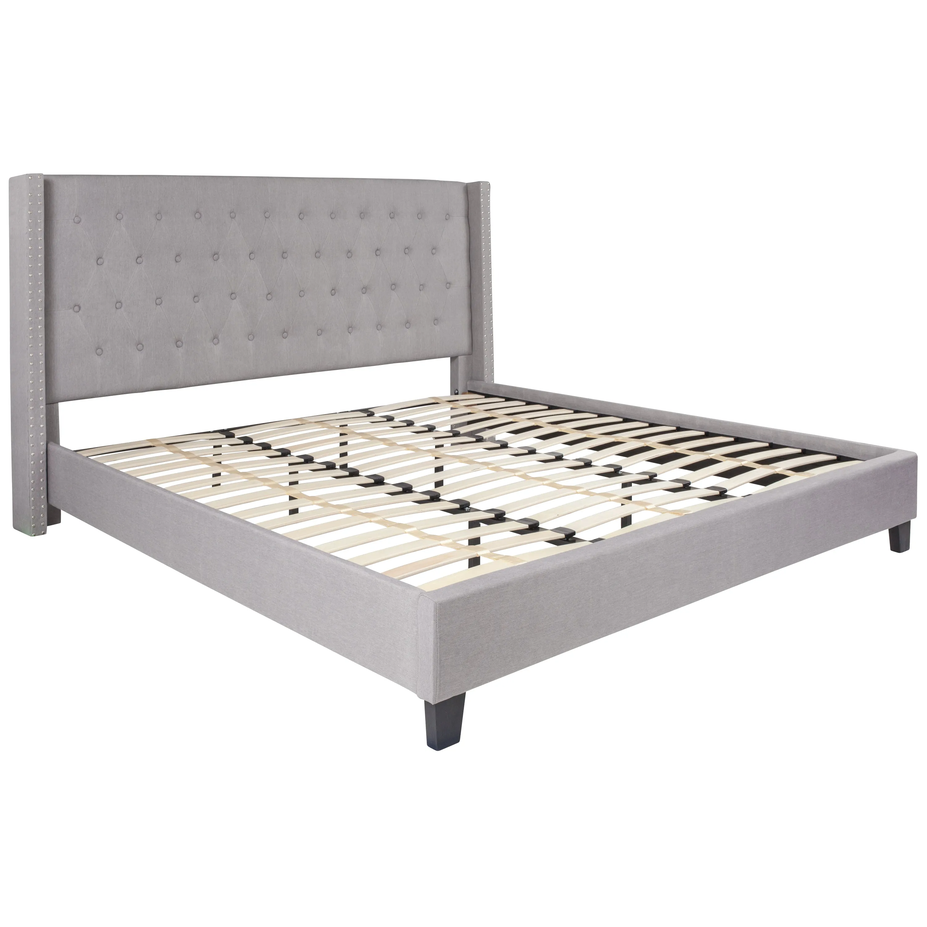 King Platform Bed Set-Gray HG-BM10-44-GG