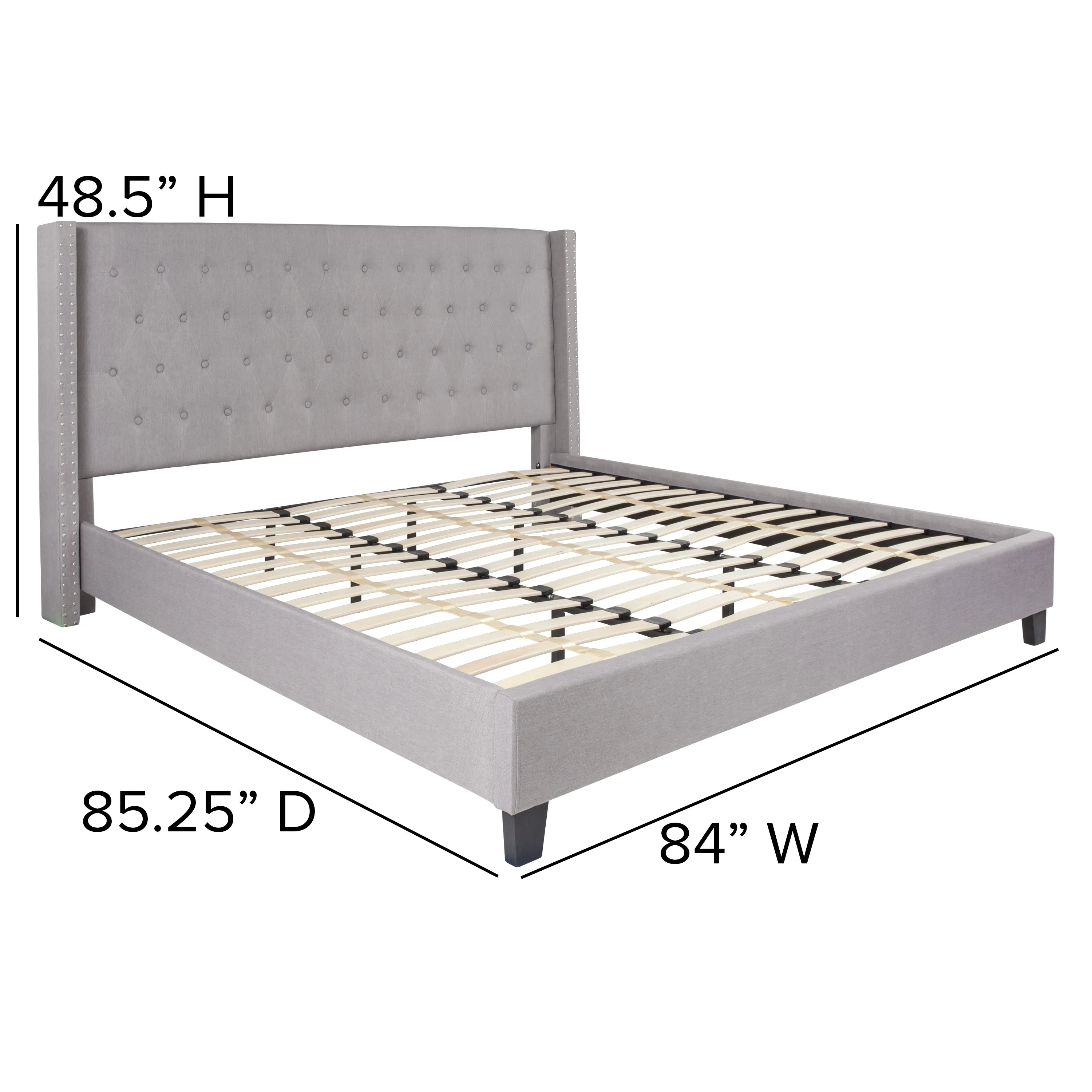 King Platform Bed Set-Gray HG-BM10-44-GG