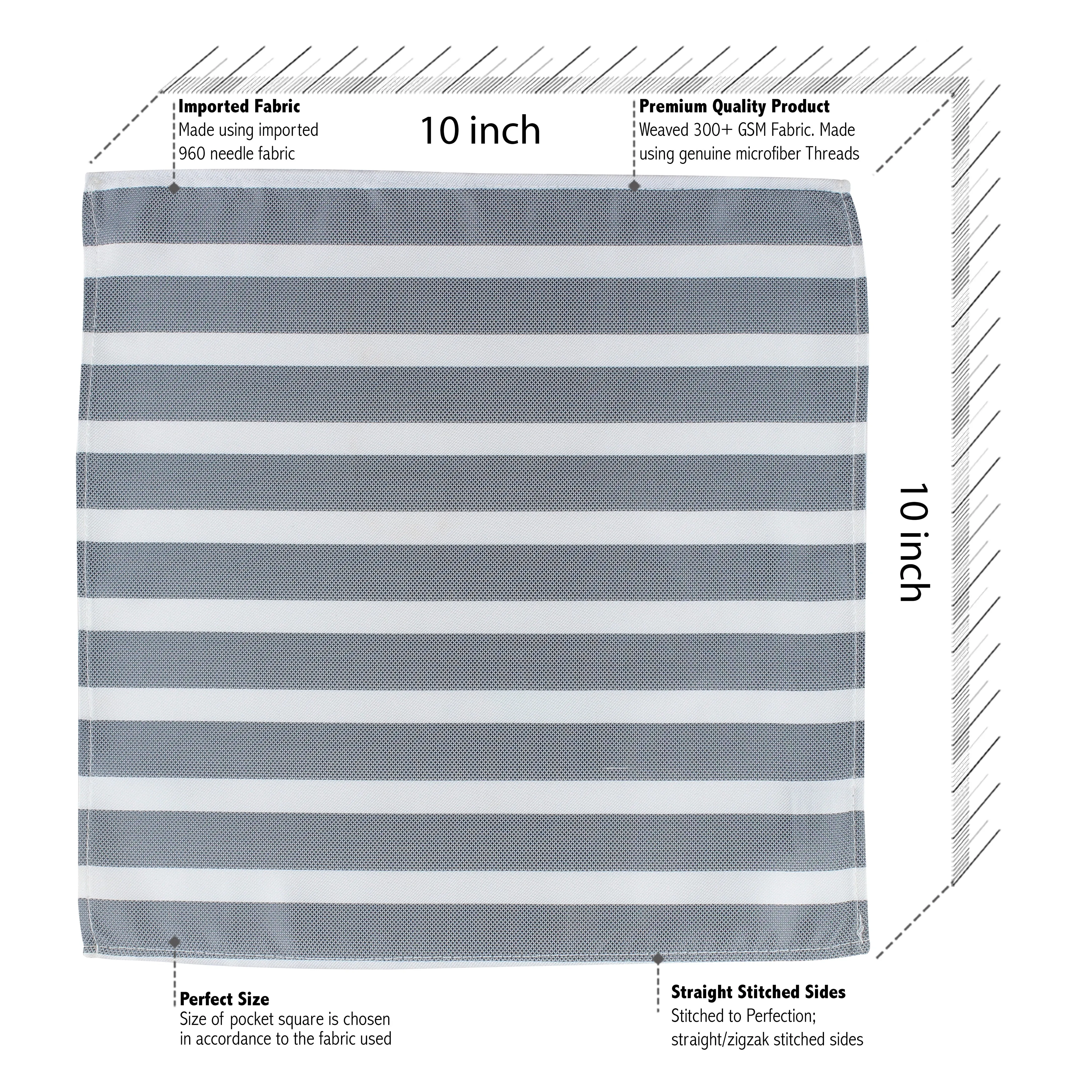 Kovove The Greywind Striped Grey Necktie and Pocket Square Gift Box