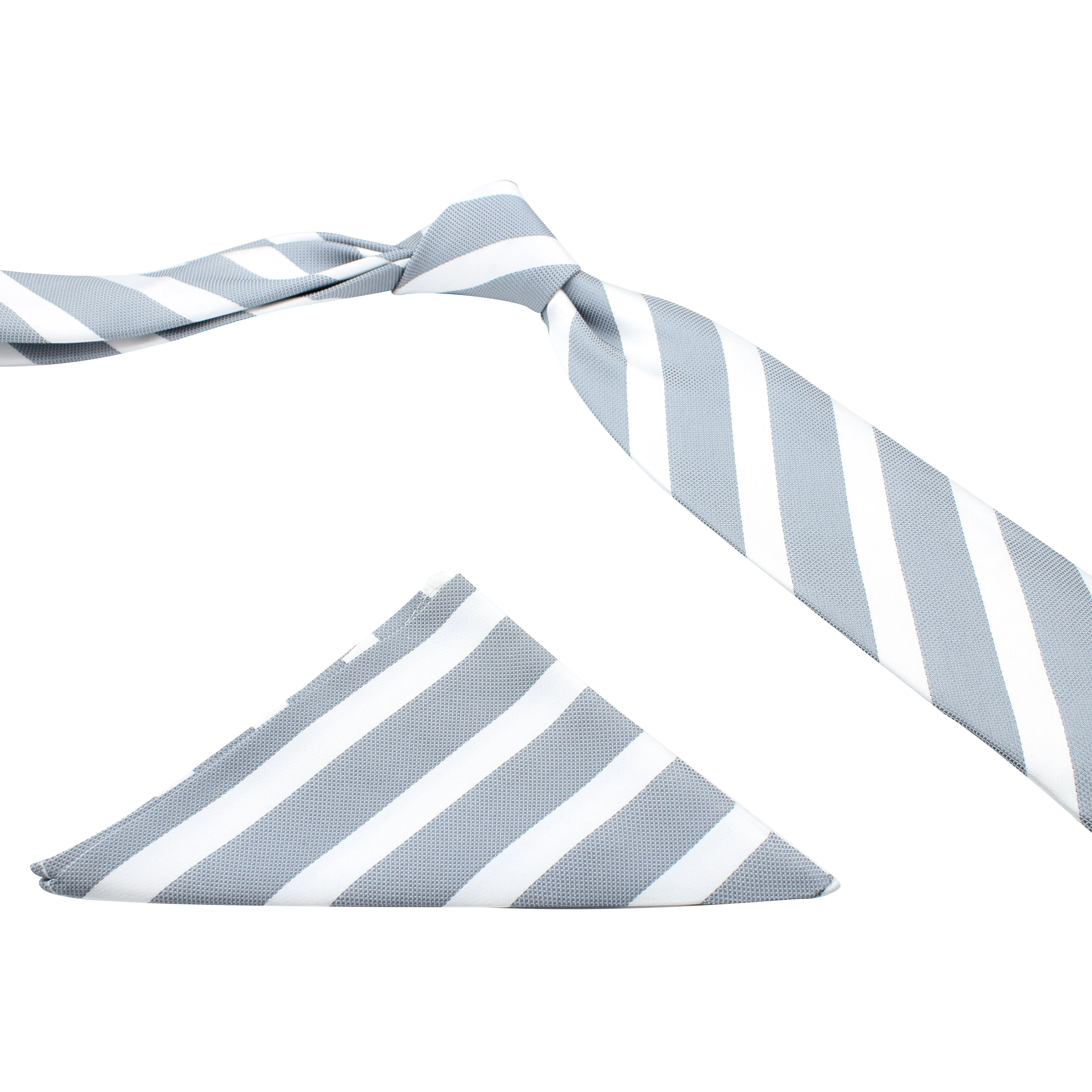 Kovove The Greywind Striped Grey Necktie and Pocket Square Gift Box