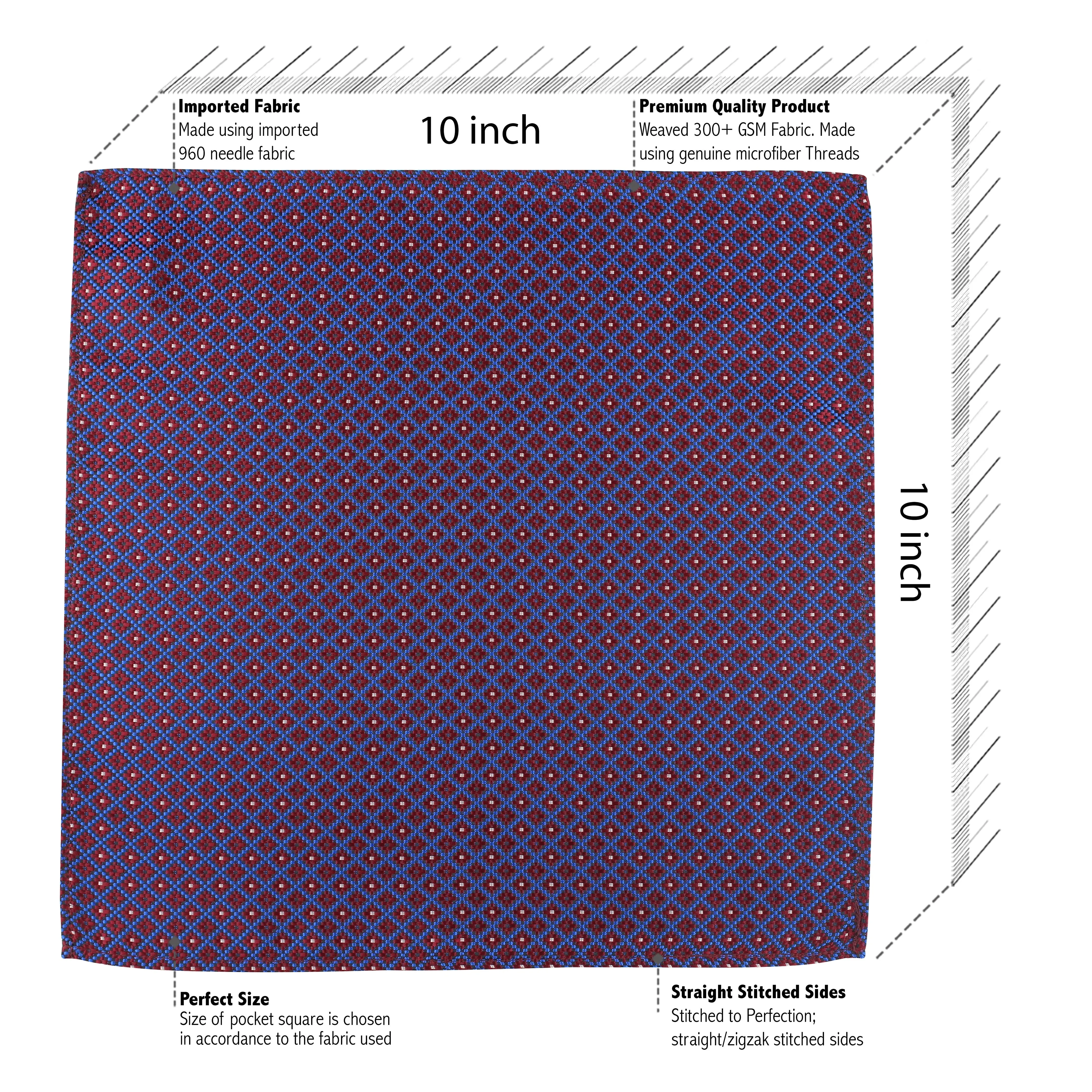 Kovove The Radiant Checkered  Maroon Necktie and Pocket Square Gift Box