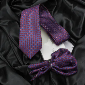 Kovove The Radiant Checkered  Maroon Necktie and Pocket Square Gift Box