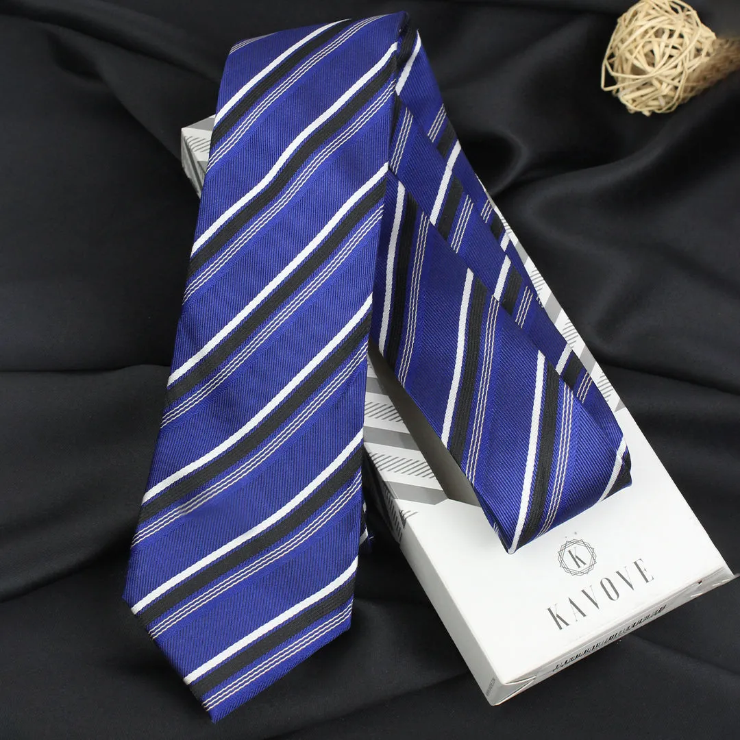 Kovove The Soulful Striped Blue Necktie For Men
