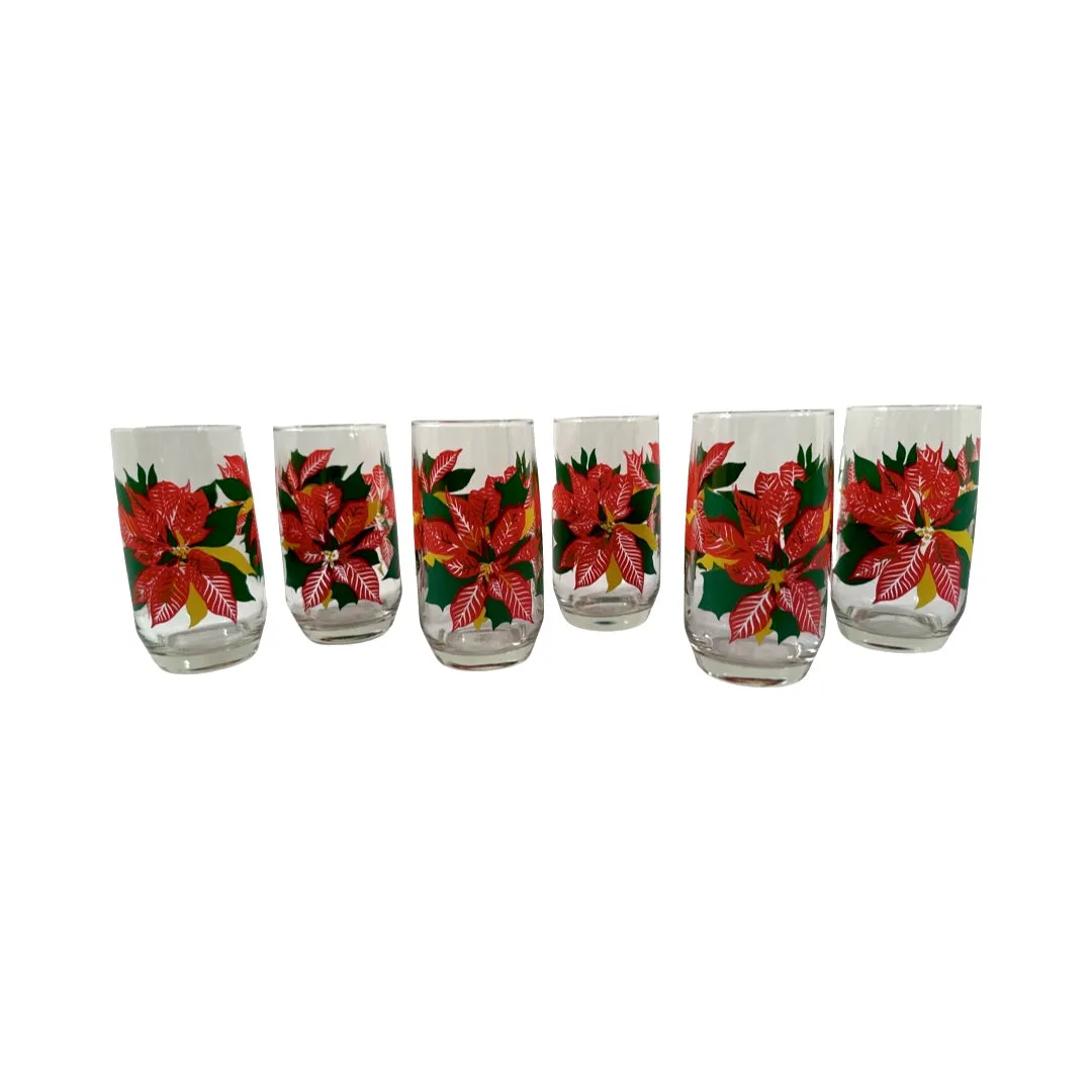 Libbey Mid-Century Poinsettia Glasses (Set of 6)