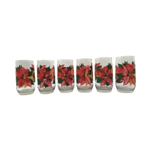 Libbey Mid-Century Poinsettia Glasses (Set of 6)