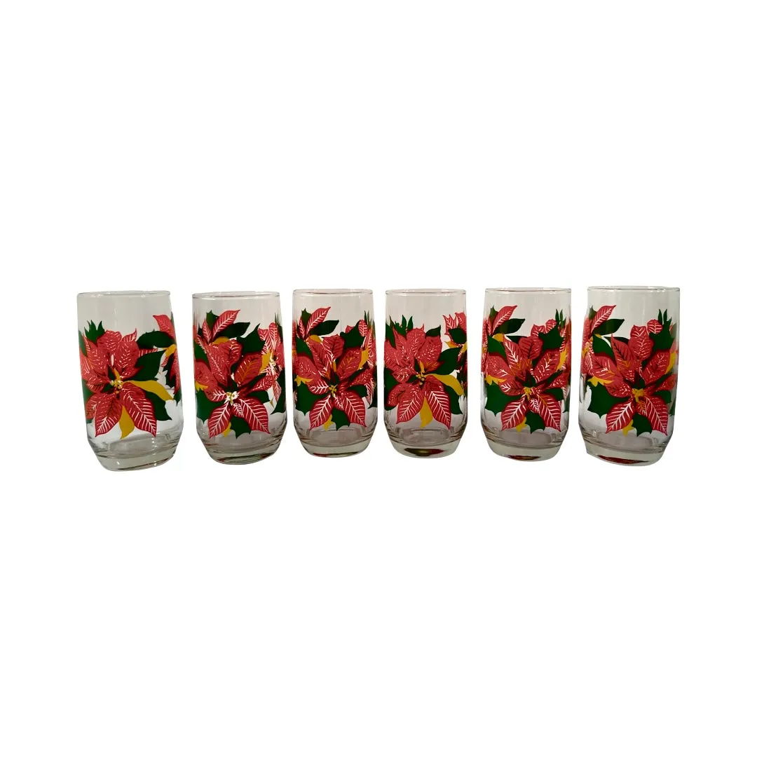 Libbey Mid-Century Poinsettia Glasses (Set of 6)