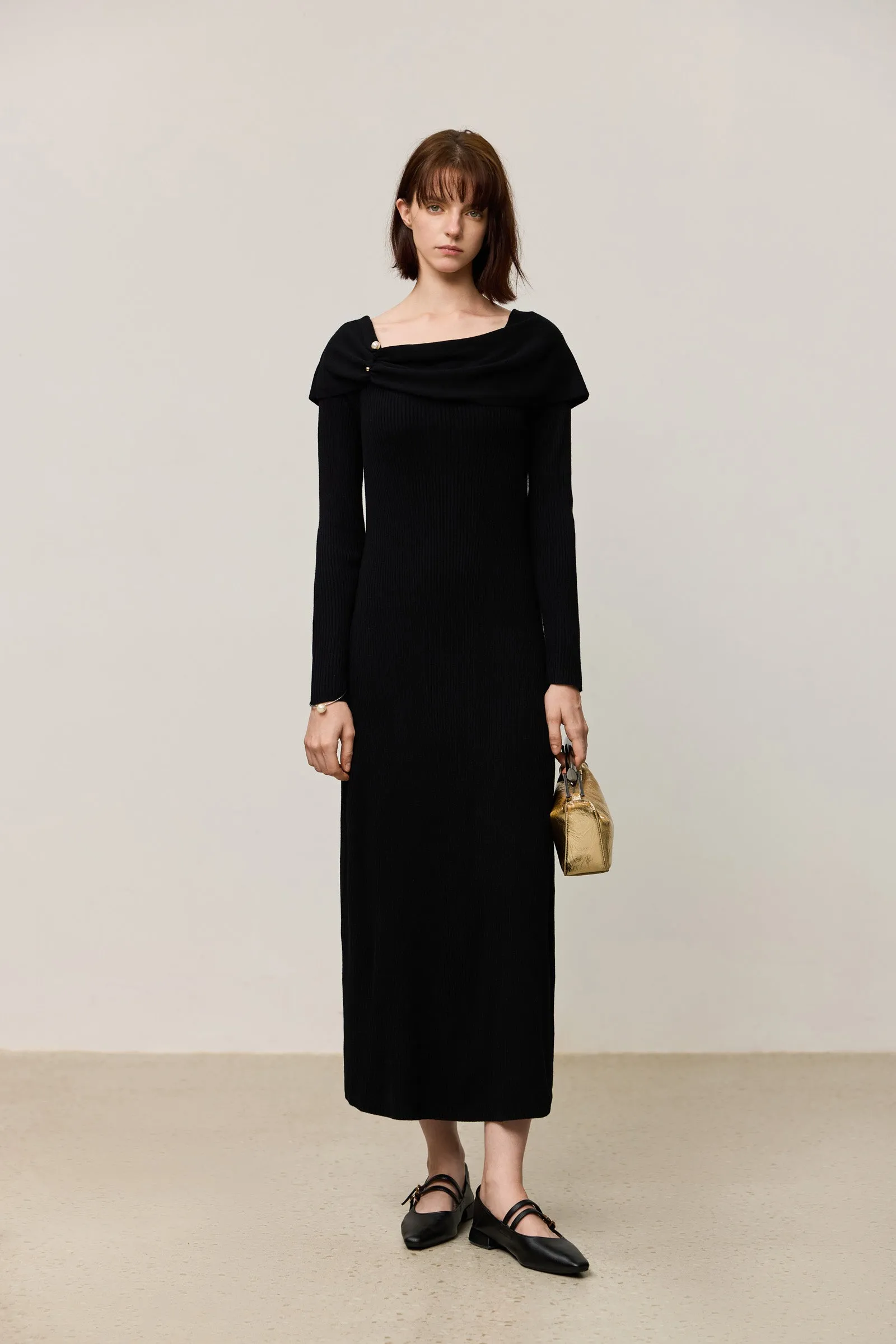 LILY Draped Off-Shoulder A-Line Dress