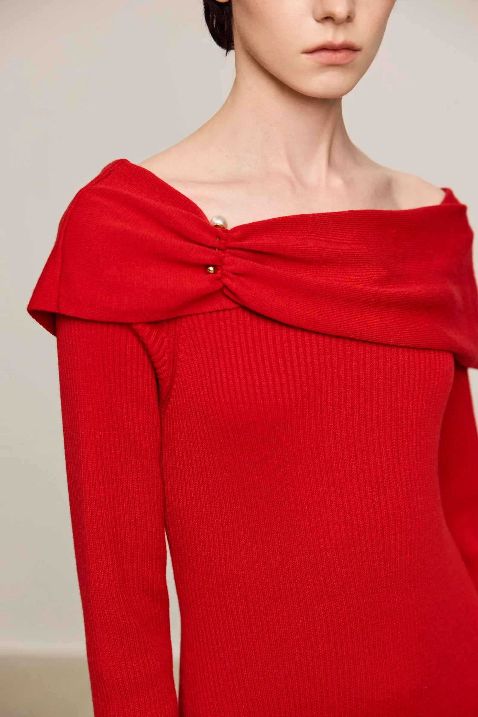 LILY Draped Off-Shoulder A-Line Dress