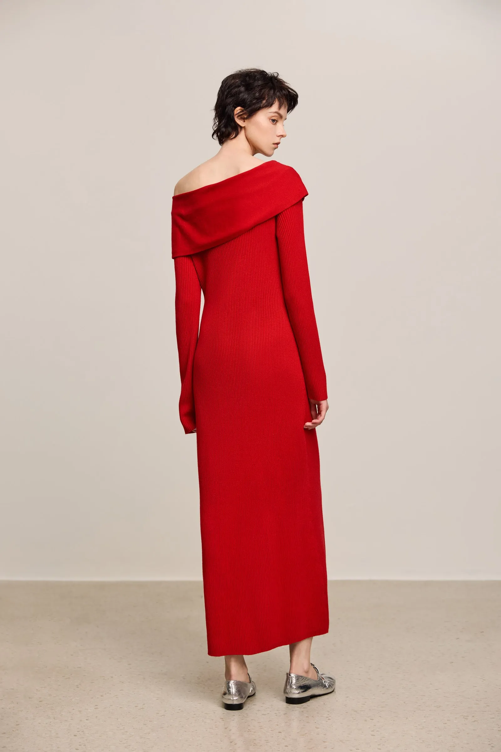 LILY Draped Off-Shoulder A-Line Dress