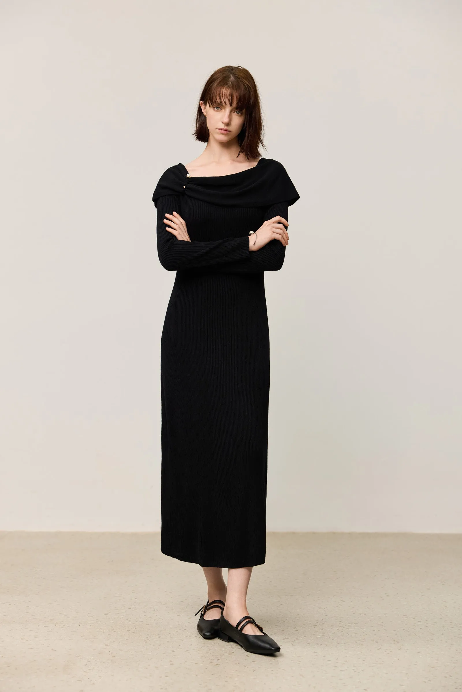 LILY Draped Off-Shoulder A-Line Dress