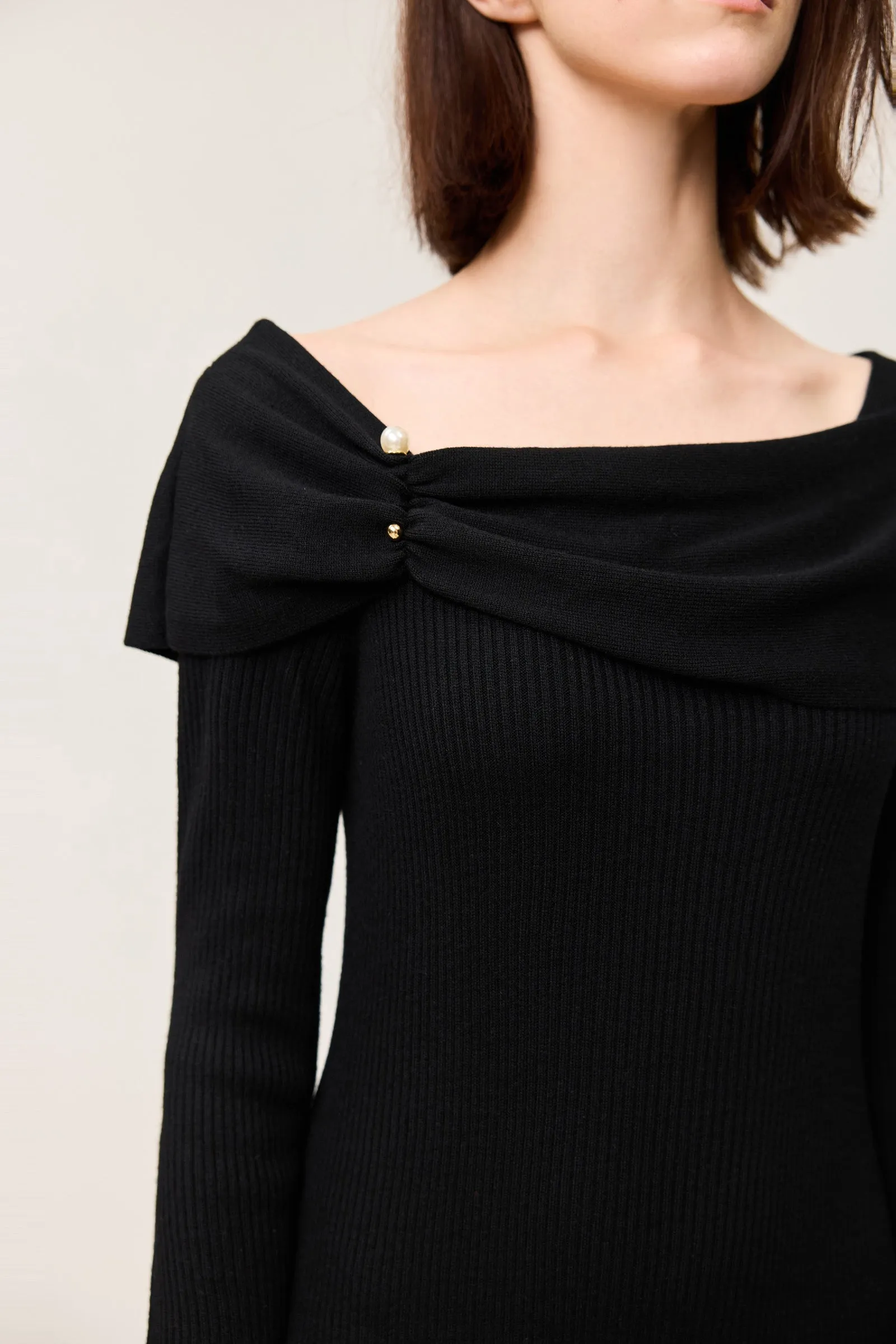 LILY Draped Off-Shoulder A-Line Dress