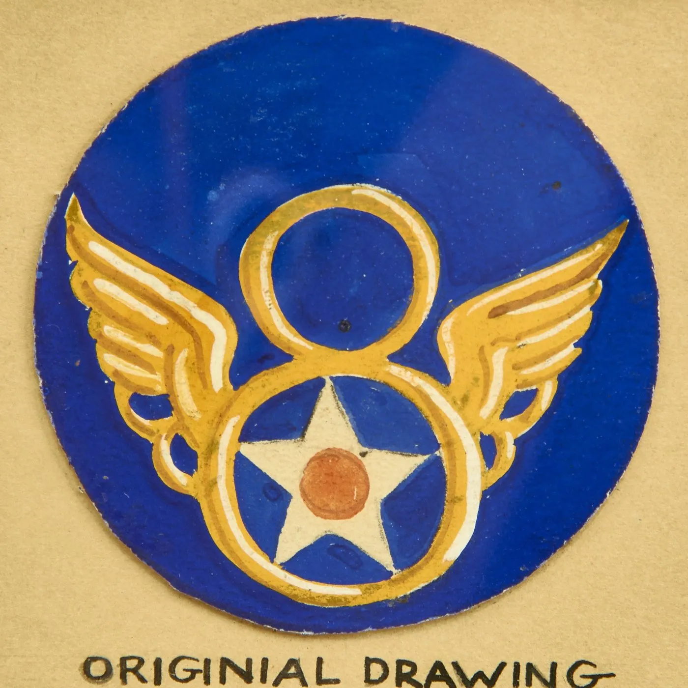 Original U.S. WWII Hand Drawn 8th Air Force Insignia by Designer Major Ed Winter - Signed