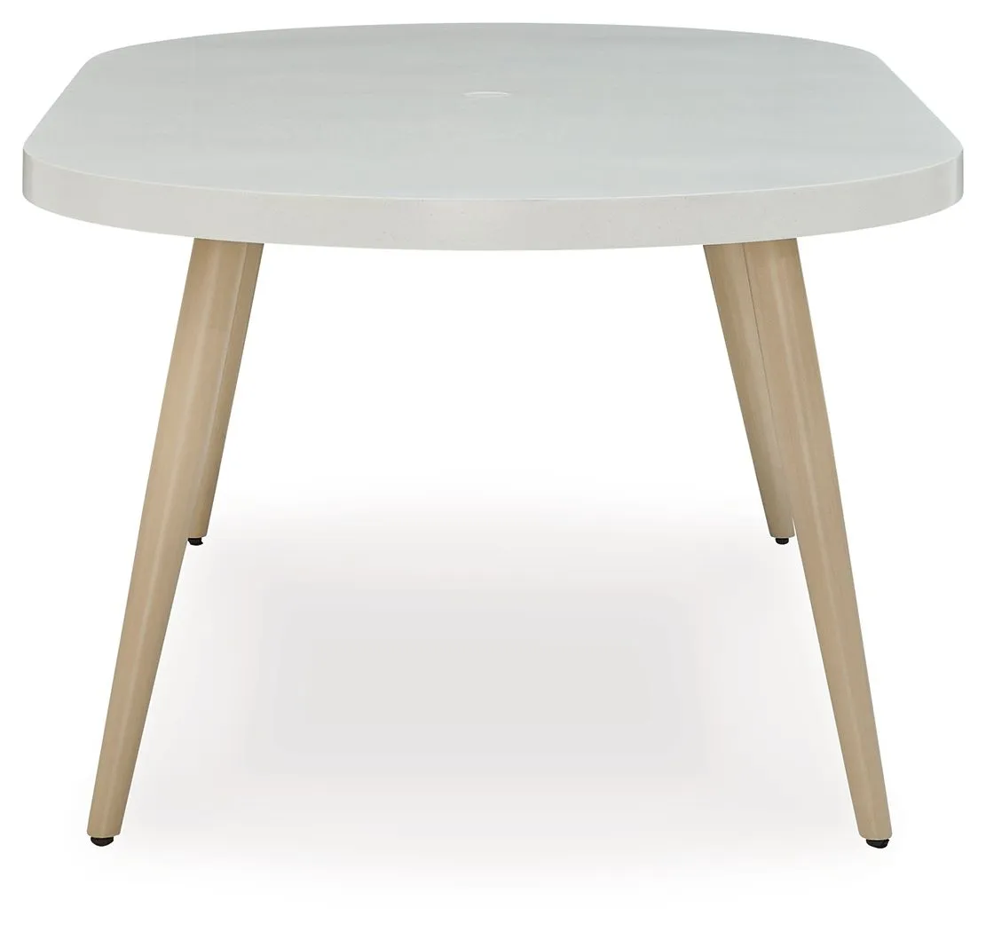 Seton Creek - White - Oval Dining Table With Umb Opt