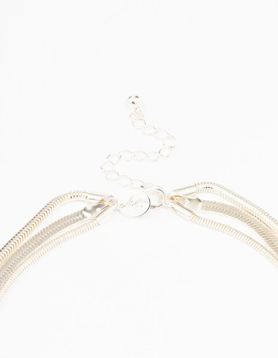 Silver Multi Row Necklace
