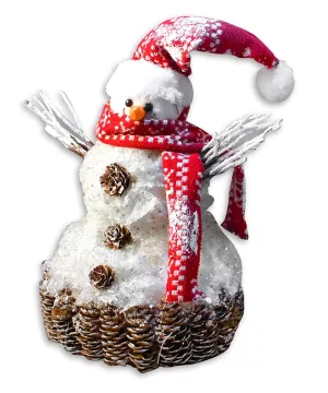 Sparkle Snowman in Red Hat - 35cm