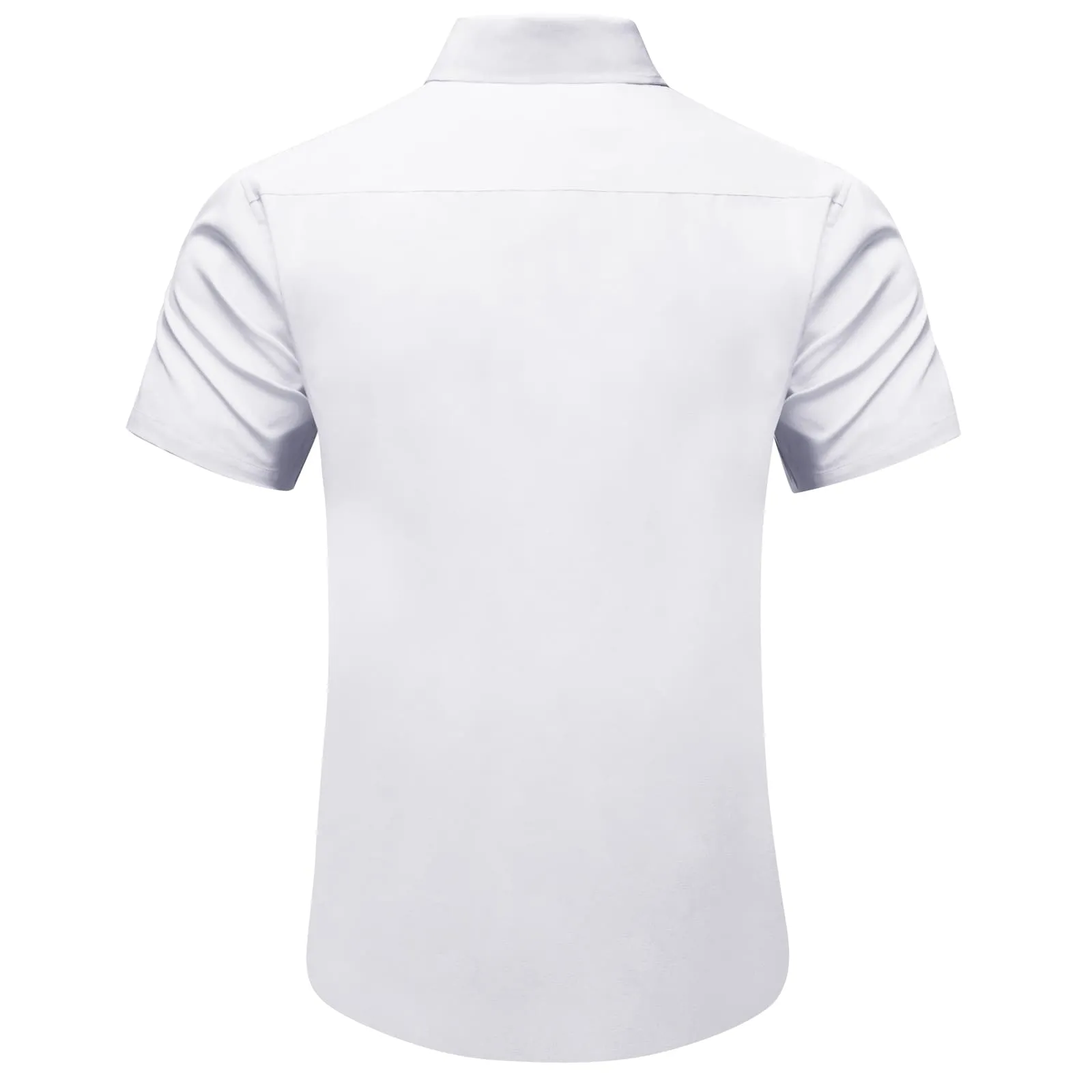 Ties2you Dress Shirt Design White Purple Splicing Mens Silk Short Sleeve Shirt