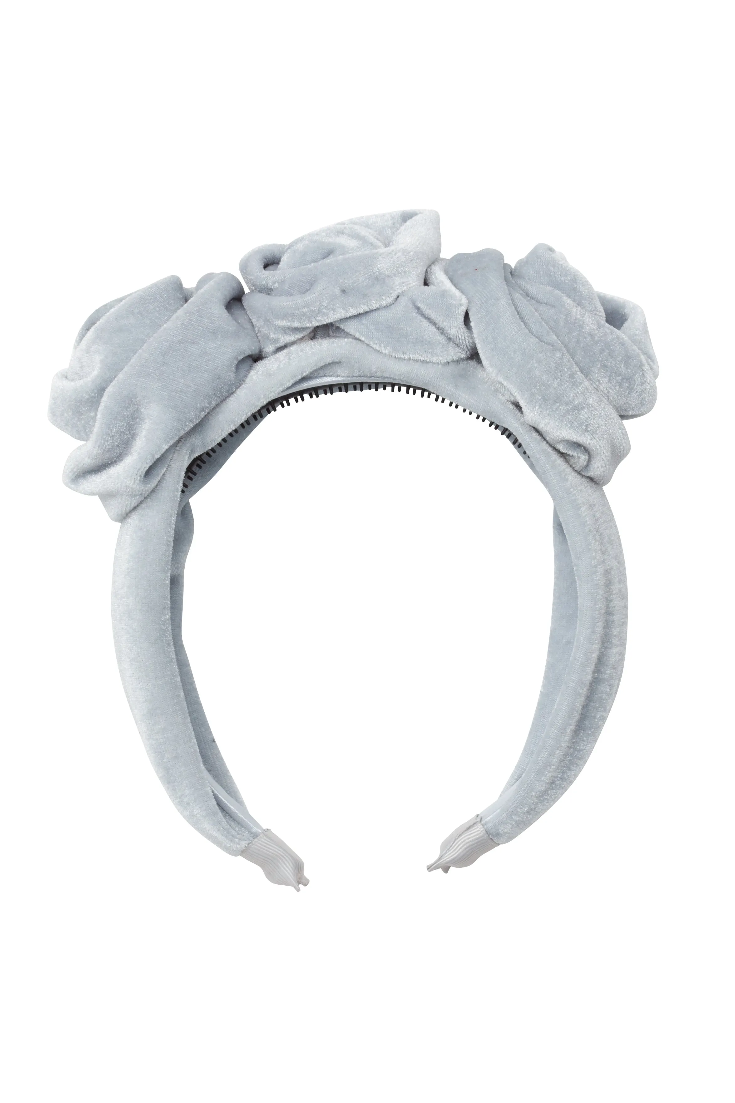 Triple Rose Garden Headband - Light Blue Velvet