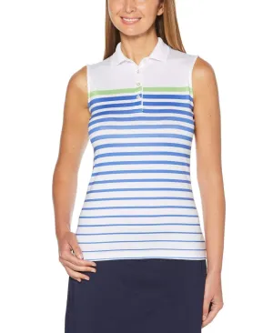 Womens Sleeveless Stripe Polo