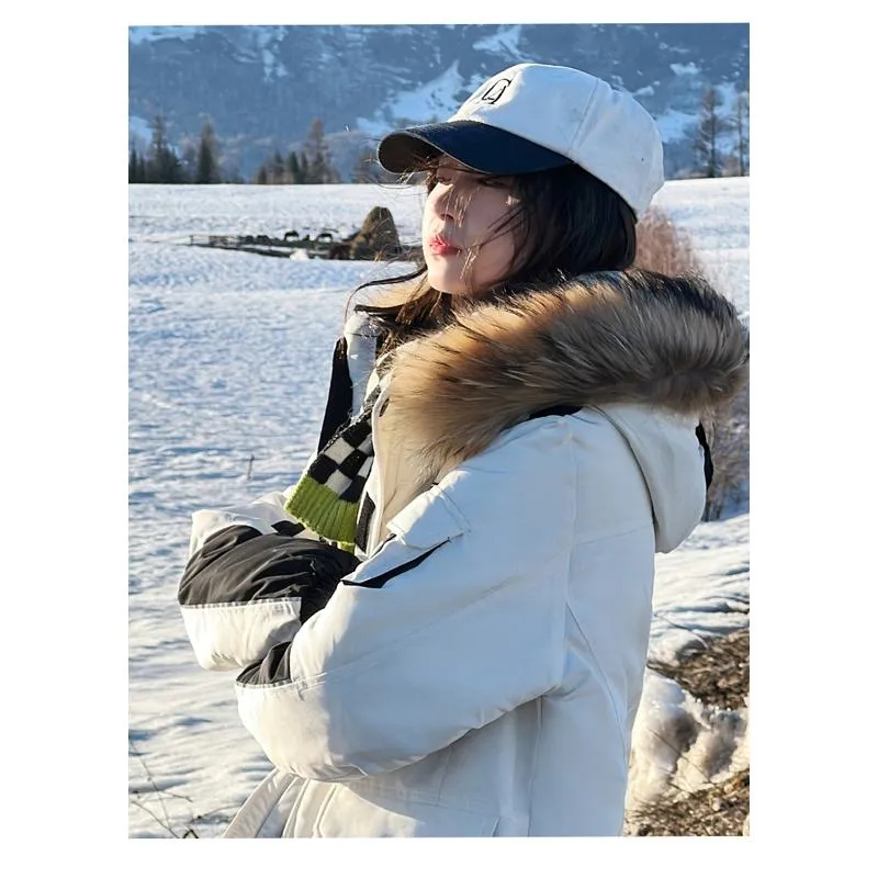 Workwear Style Thigh-Length Parka