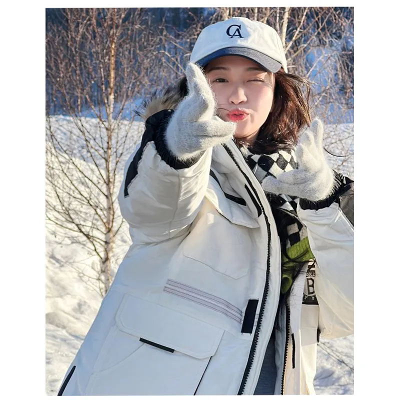 Workwear Style Thigh-Length Parka