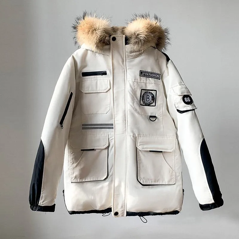 Workwear Style Thigh-Length Parka